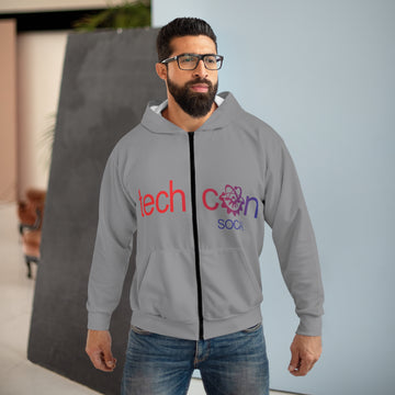 All-over print polyester zip hoodie with fleece lining