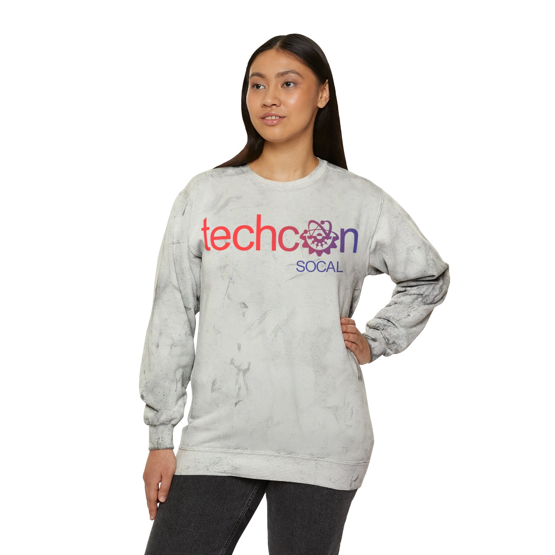Custom print garment dyed crewneck sweatshirt
