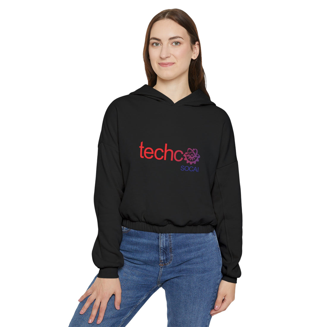 oversized women's cinched hoodie with elastic bottom
