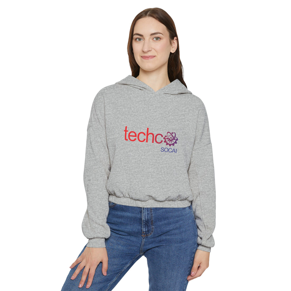 oversized women's cinched hoodie with elastic bottom